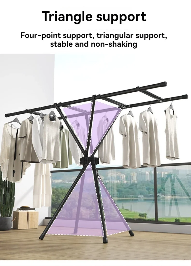 Portant à vêtements pliable – Du sol au plafond – Utilisation intérieure et balcon