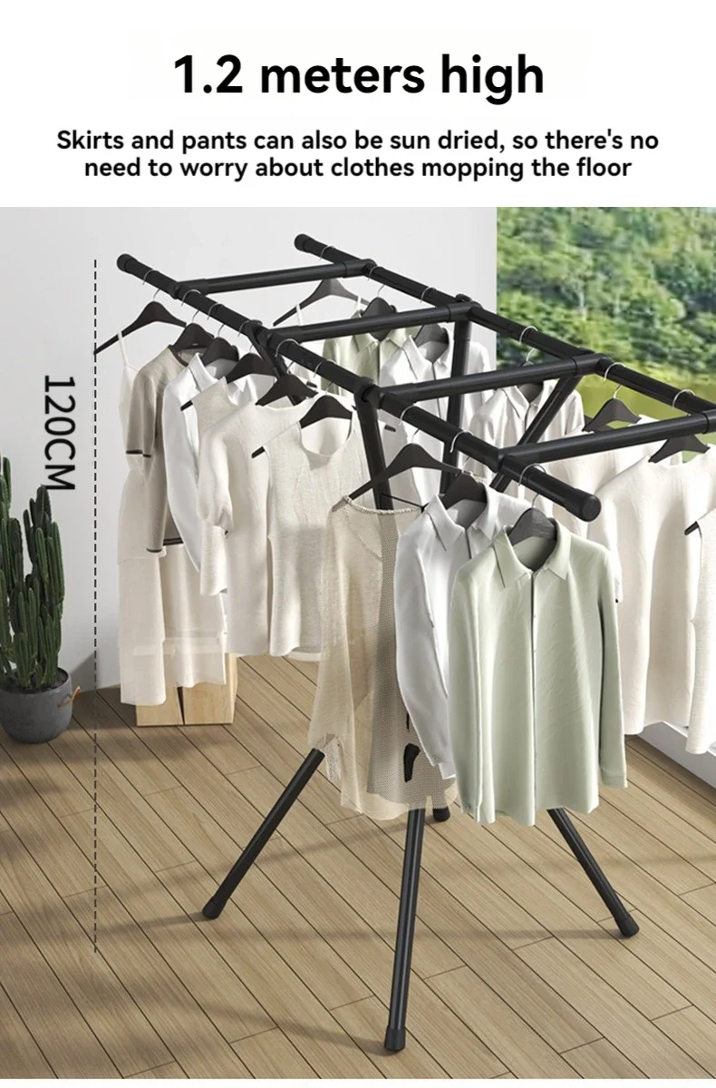 Portant à vêtements pliable – Du sol au plafond – Utilisation intérieure et balcon