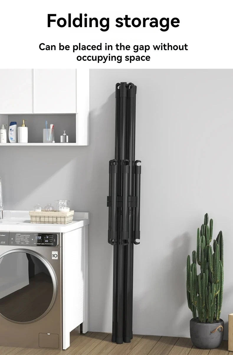 Portant à vêtements pliable – Du sol au plafond – Utilisation intérieure et balcon