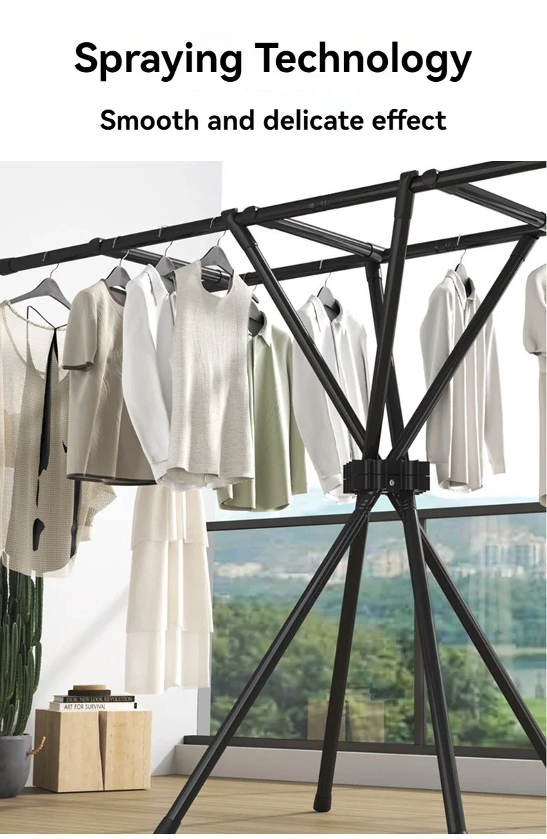Portant à vêtements pliable – Du sol au plafond – Utilisation intérieure et balcon