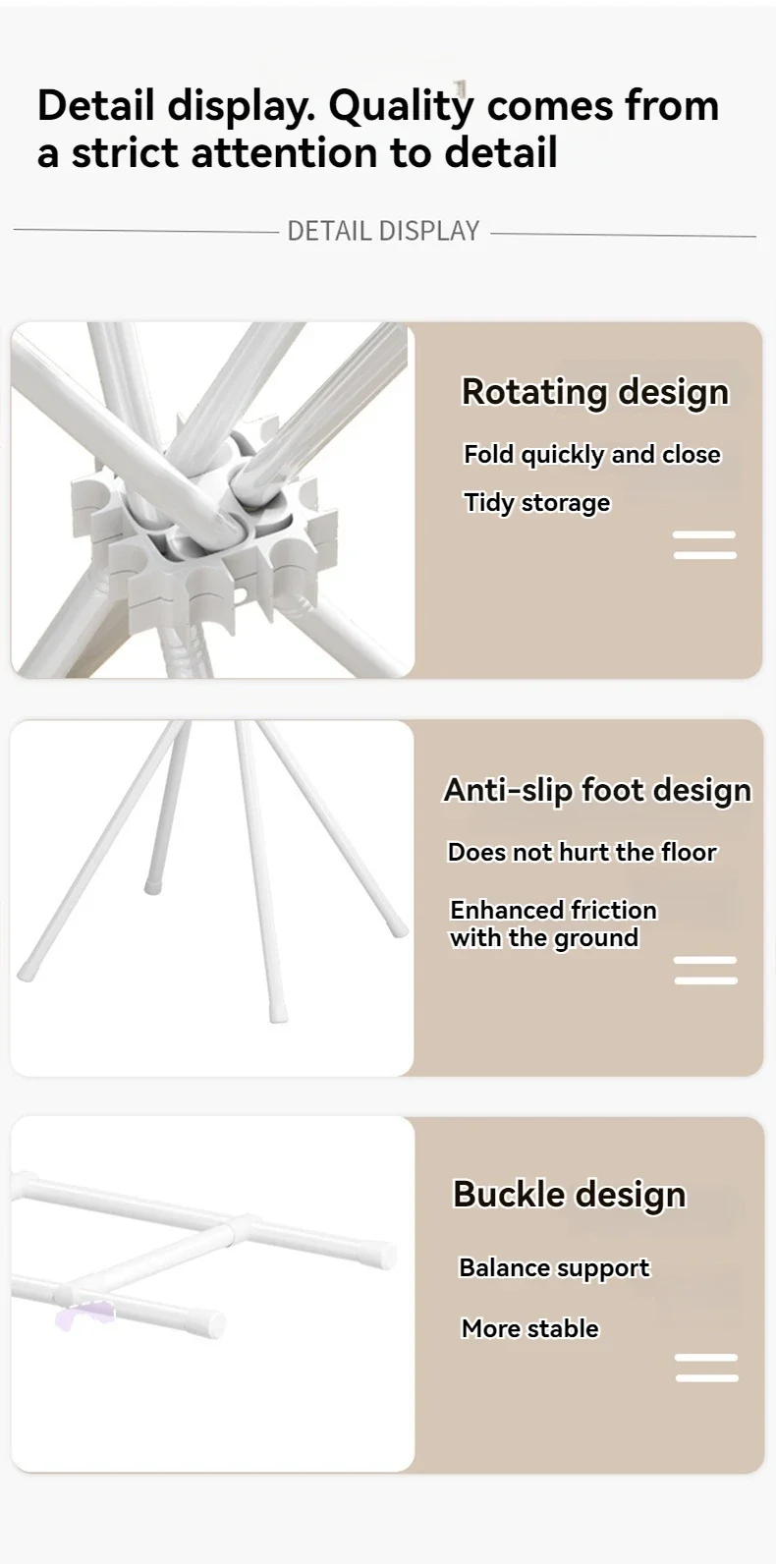 Portant à vêtements pliable – Du sol au plafond – Utilisation intérieure et balcon