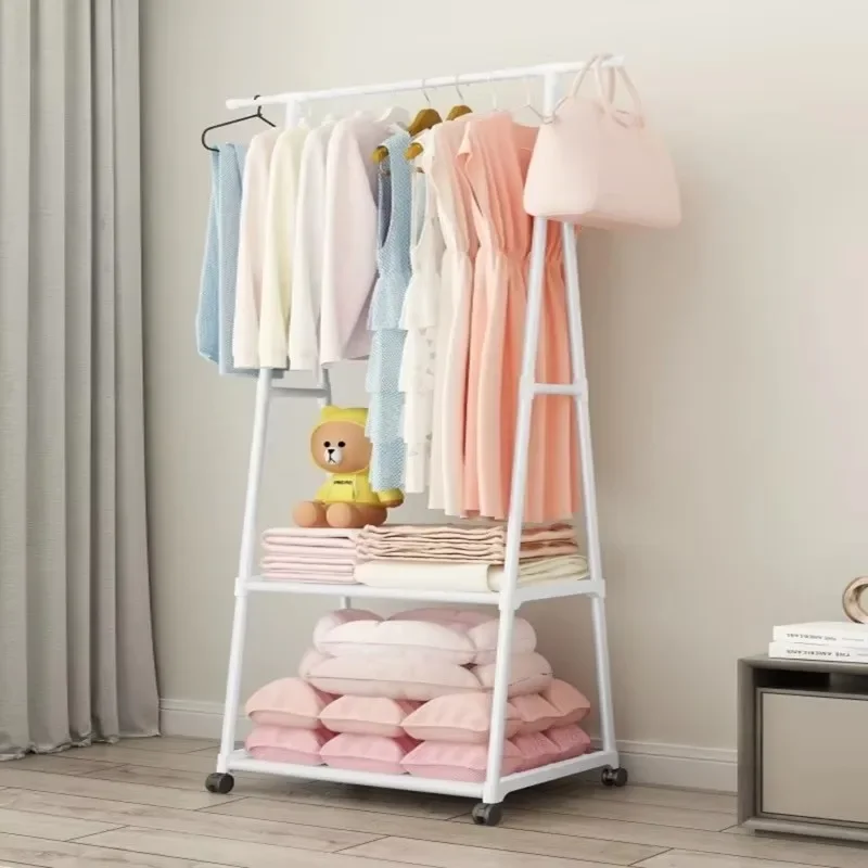 Portant à vêtements moderne avec étagère, crochets muraux et roulettes – Style antique