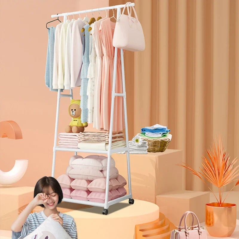 Portant à vêtements moderne avec étagère, crochets muraux et roulettes – Style antique