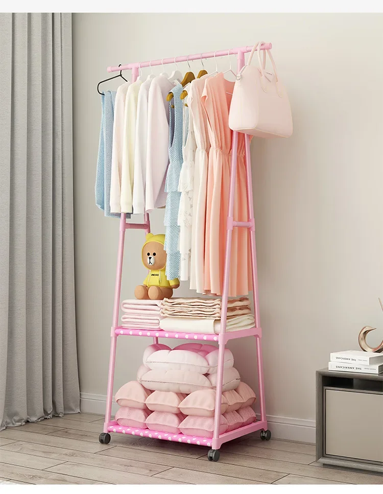 Portant à vêtements moderne avec étagère, crochets muraux et roulettes – Style antique