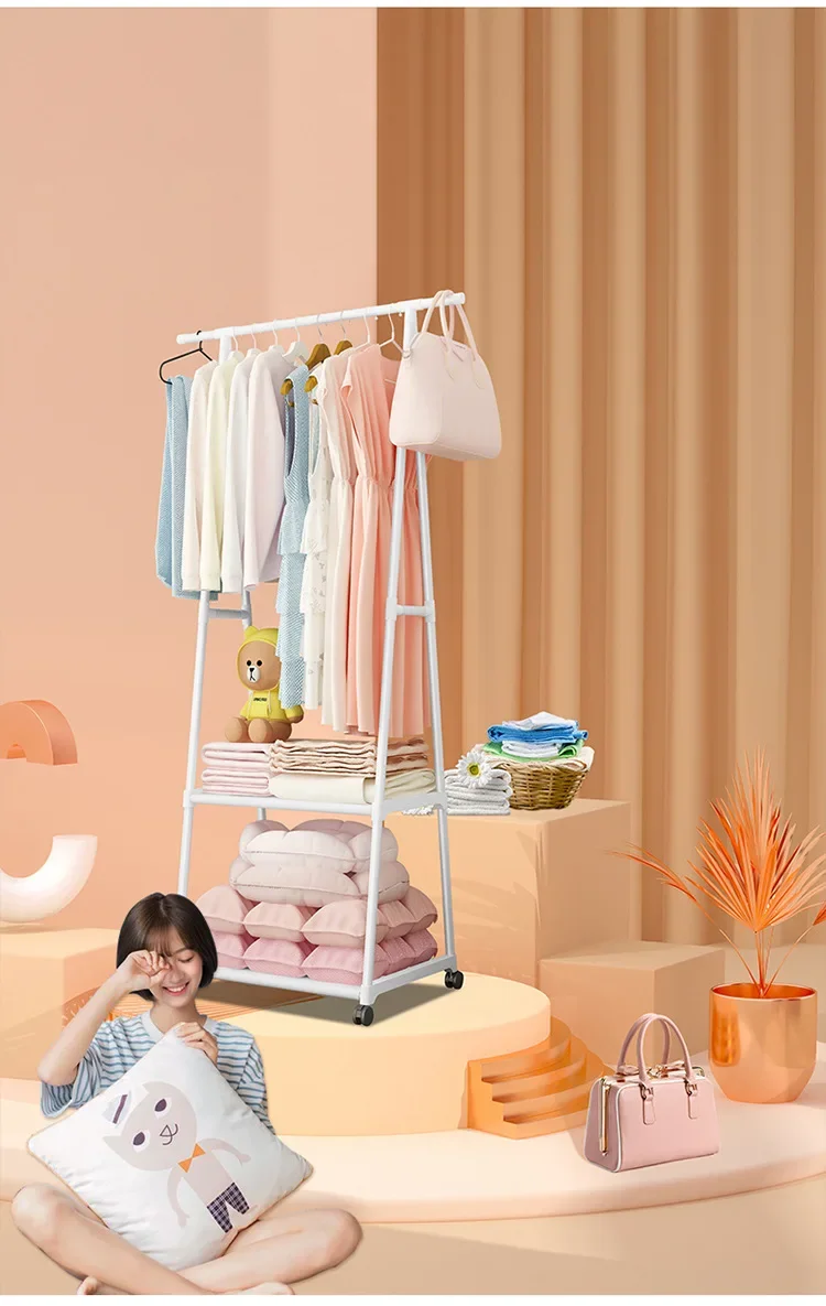 Portant à vêtements moderne avec étagère, crochets muraux et roulettes – Style antique