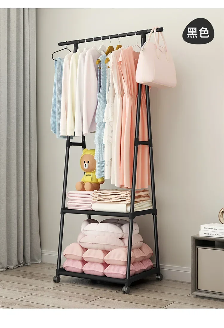 Portant à vêtements moderne avec étagère, crochets muraux et roulettes – Style antique