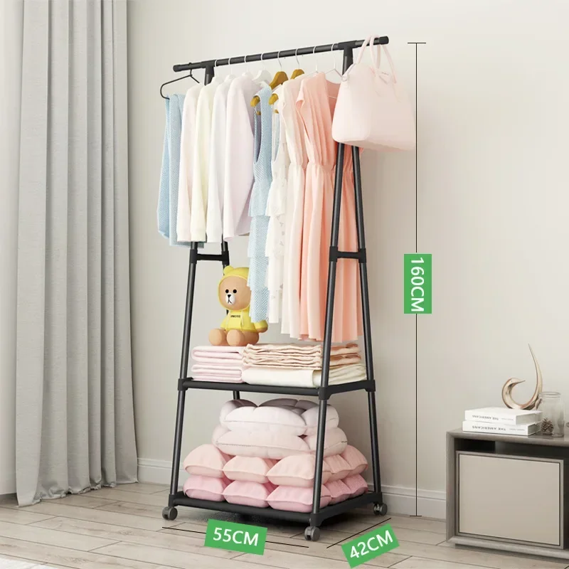 Portant à vêtements moderne avec étagère, crochets muraux et roulettes – Style antique