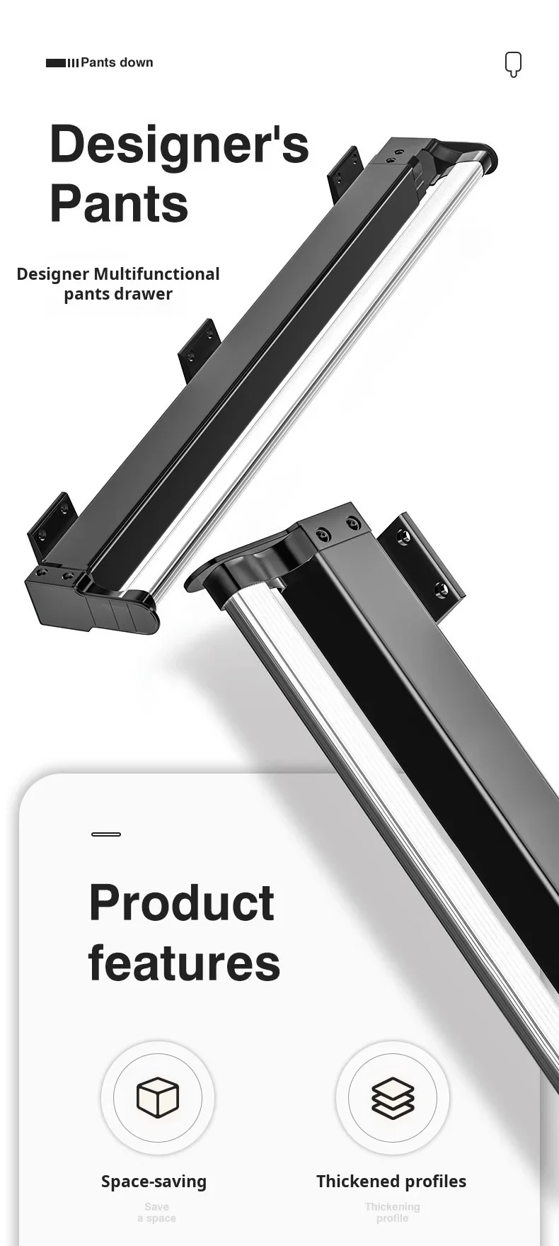 Tringle coulissante télescopique pour penderie – extensible et pliable