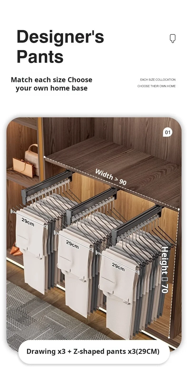 Tringle coulissante télescopique pour penderie – extensible et pliable