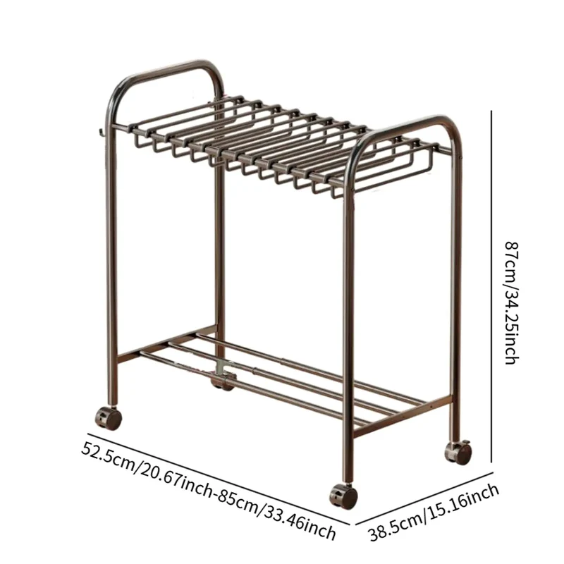 Chariot porte-pantalons à roulettes extensible avec cintres amovibles