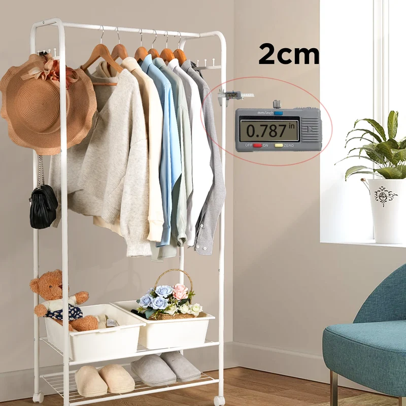Portant à vêtements avec étagère de rangement et roulettes