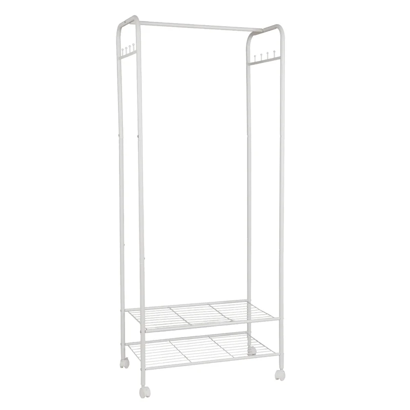 Portant à vêtements avec étagère de rangement et roulettes