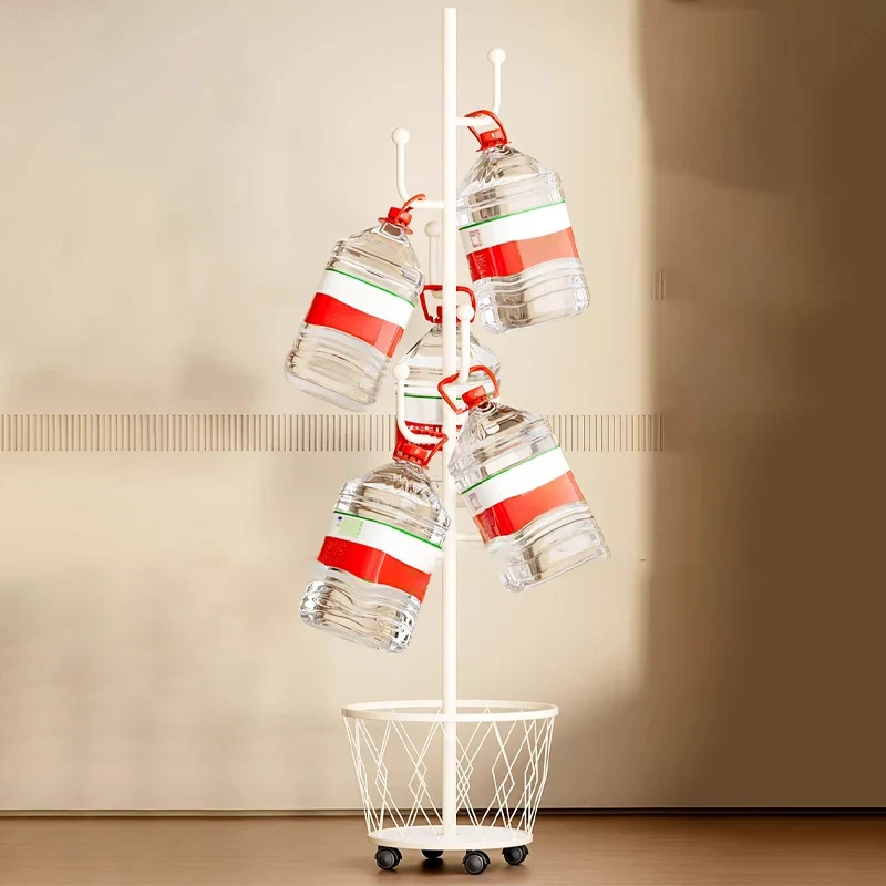 Portant Vêtements Sur Pied Métal avec Rangement - Porte-Manteau Vertical