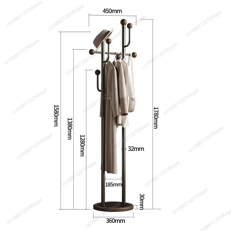 Portant Vêtements Inox Base Marbre 8 Crochets - Design Industriel Moderne