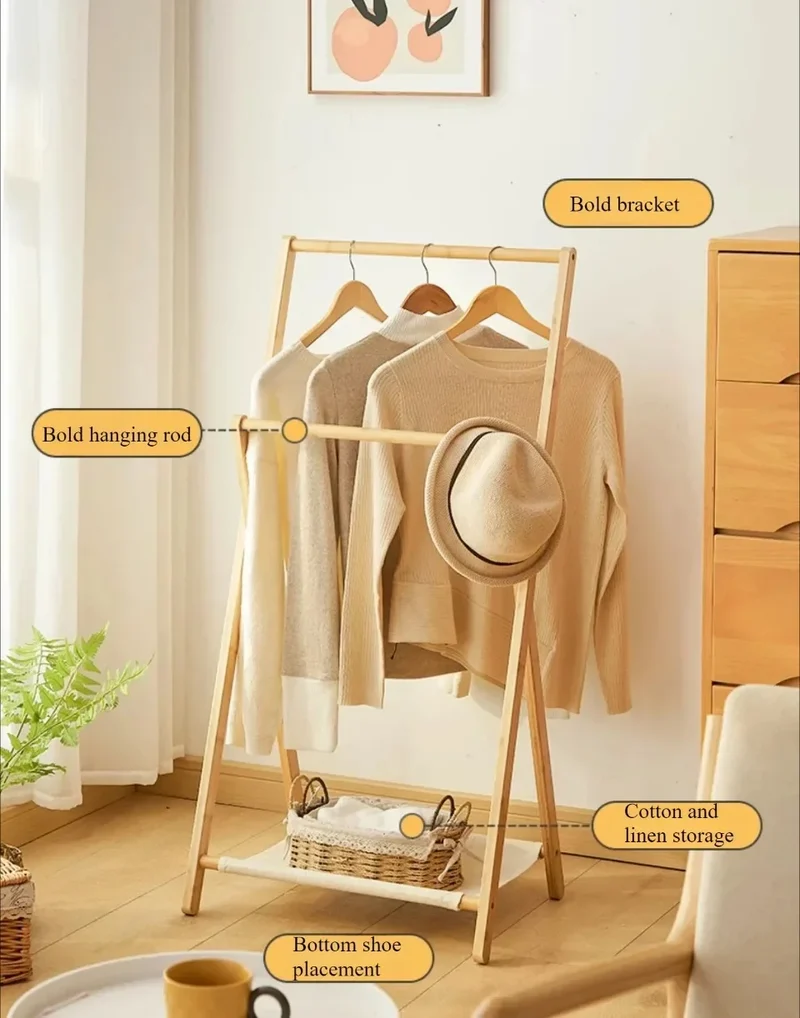 Étendoir Vêtements Pliable Bambou - Organisateur Multifonction Couloir