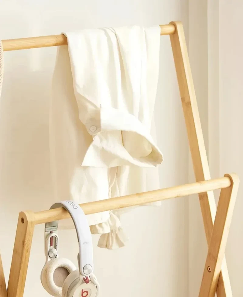 Étendoir Vêtements Pliable Bambou - Organisateur Multifonction Couloir
