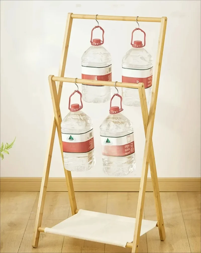 Étendoir Vêtements Pliable Bambou - Organisateur Multifonction Couloir