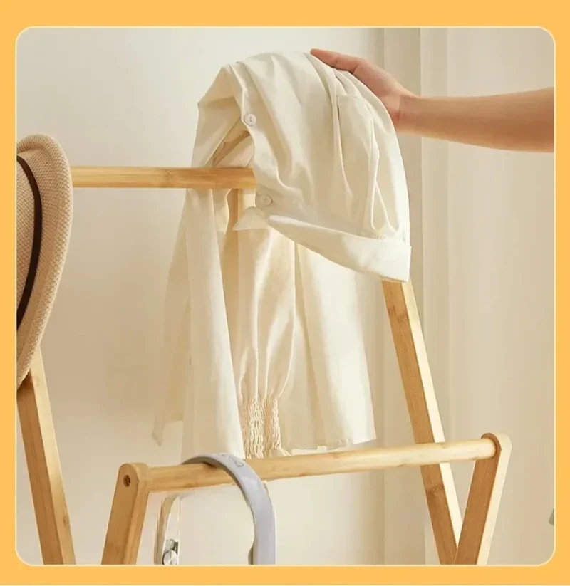 Étendoir Vêtements Pliable Bambou - Organisateur Multifonction Couloir