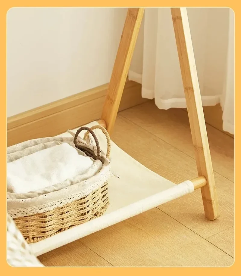 Étendoir Vêtements Pliable Bambou - Organisateur Multifonction Couloir