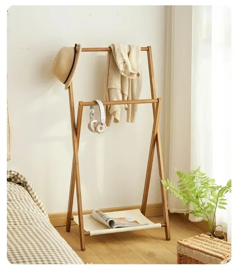 Étendoir Vêtements Pliable Bambou - Organisateur Multifonction Couloir