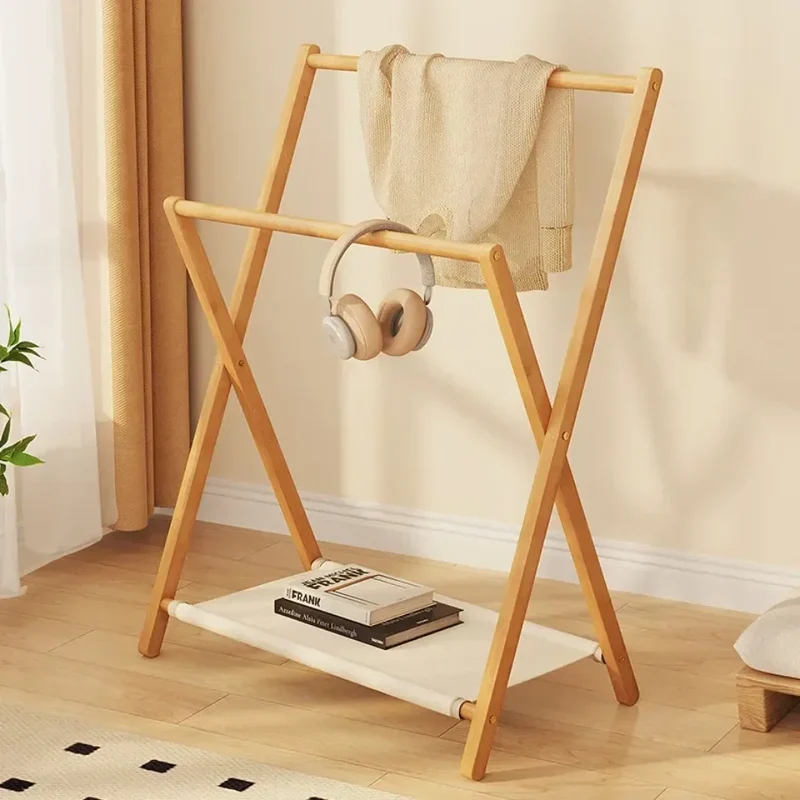 Étendoir Vêtements Pliable Bambou - Organisateur Multifonction Couloir