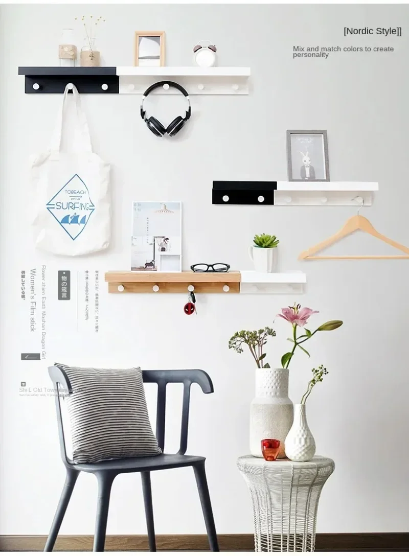 Porte-Manteau Mural Bois Bambou - Crochets Entrée Dressing Design