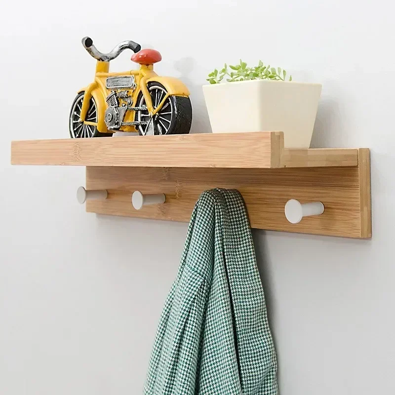 Porte-Manteau Mural Bois Bambou - Crochets Entrée Dressing Design