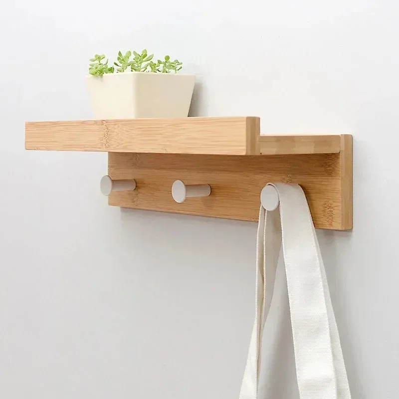 Porte-Manteau Mural Bois Bambou - Crochets Entrée Dressing Design