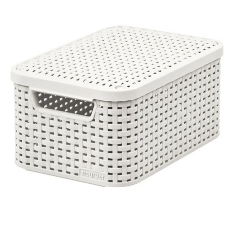 Beige Curved Rattan My Style Basket with Cover
