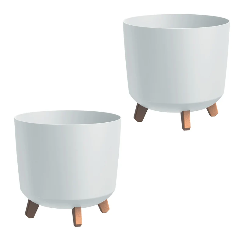 Prosperplast flowerpot, on legs, irrigation insert, height 28.5cm, white, Gracia Tubus, set of 2 pieces