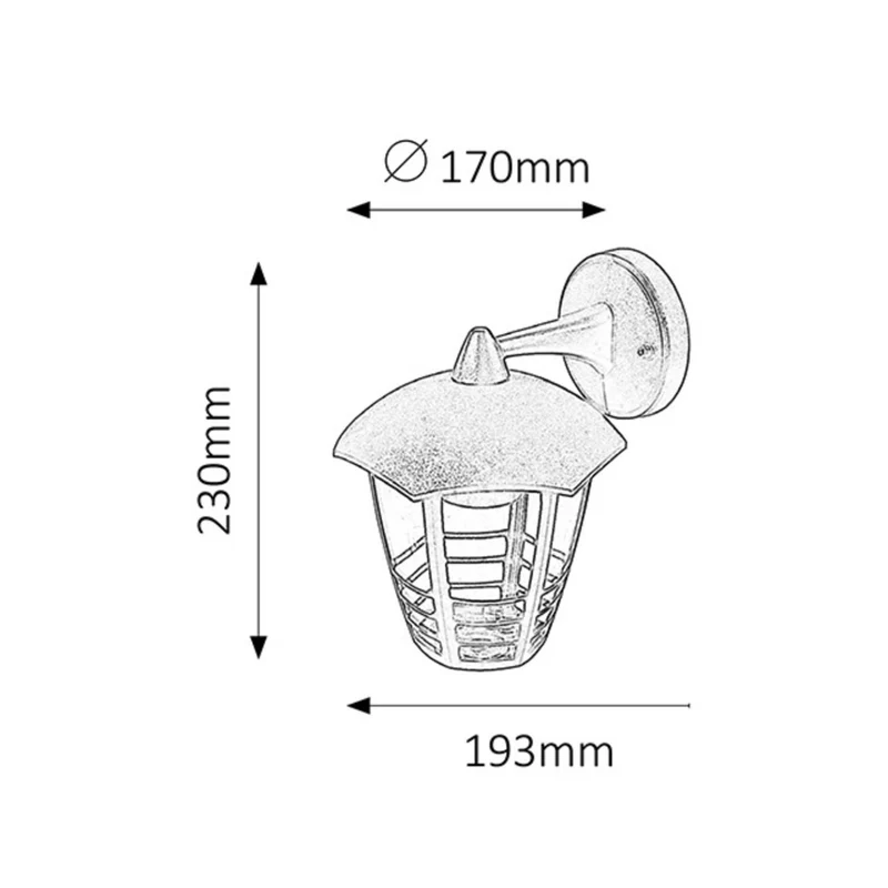 Rabalux Wall Sconce, Outdoor, IP44, E27, max 60W, Black, Marseille, 2 pieces