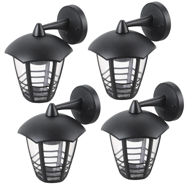 Rabalux Wall Sconce, Outdoor, IP44, E27, max 60W, Black, Marseille, 4 pieces