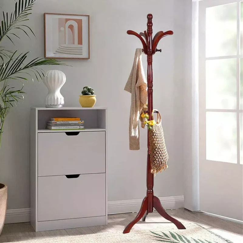 Portant en Bois avec Patères – Hauteur Réglable pour Entrée et Salon