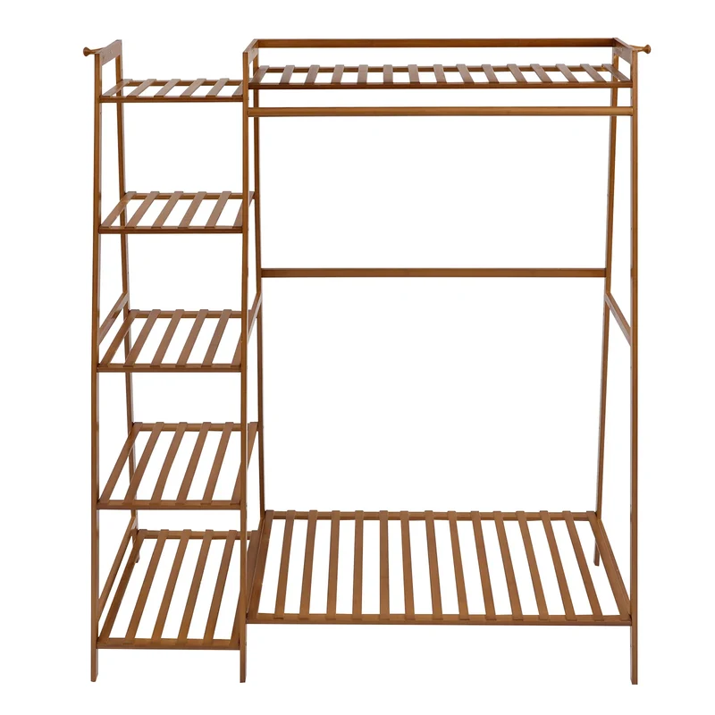 Portant en Bambou à 7 Étagères – Rangement Polyvalent pour Vêtements et Accessoires