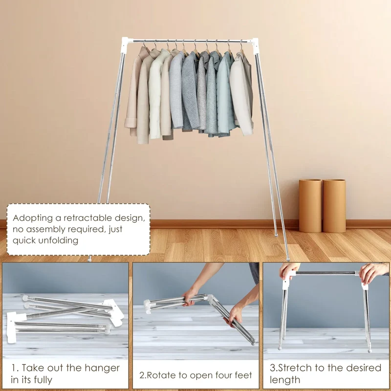Portant Pliable en Acier Inoxydable – Séchoir et Support à Vêtements Portable pour Intérieur et Extérieur