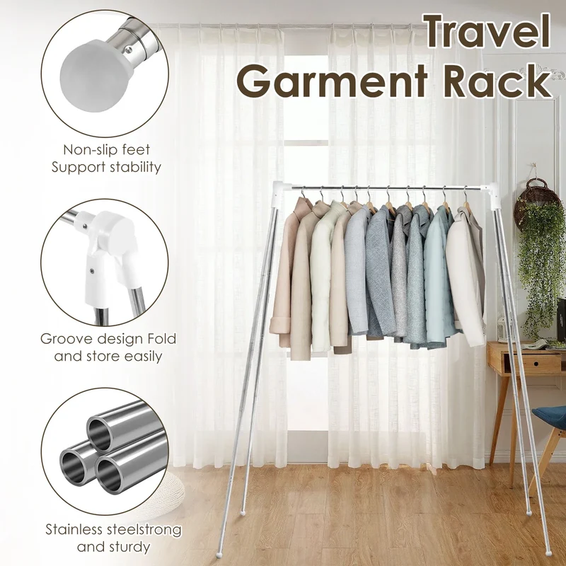 Portant Pliable en Acier Inoxydable – Séchoir et Support à Vêtements Portable pour Intérieur et Extérieur