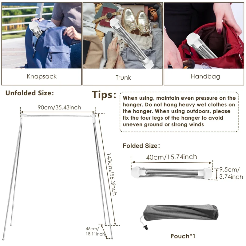 Portant Pliable en Acier Inoxydable – Séchoir et Support à Vêtements Portable pour Intérieur et Extérieur