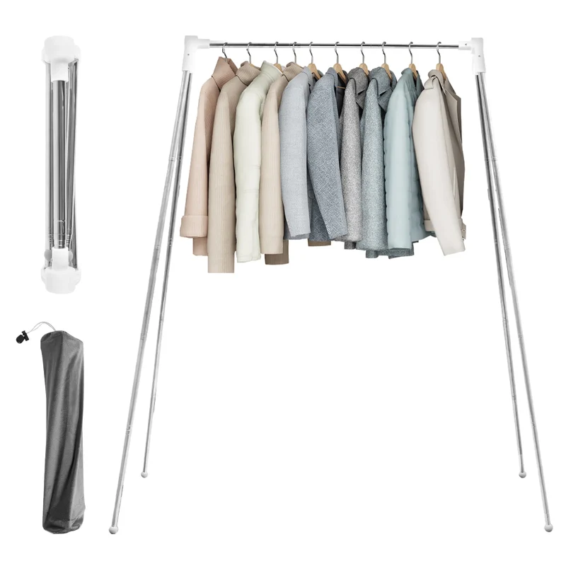 Portant Pliable en Acier Inoxydable – Séchoir et Support à Vêtements Portable pour Intérieur et Extérieur