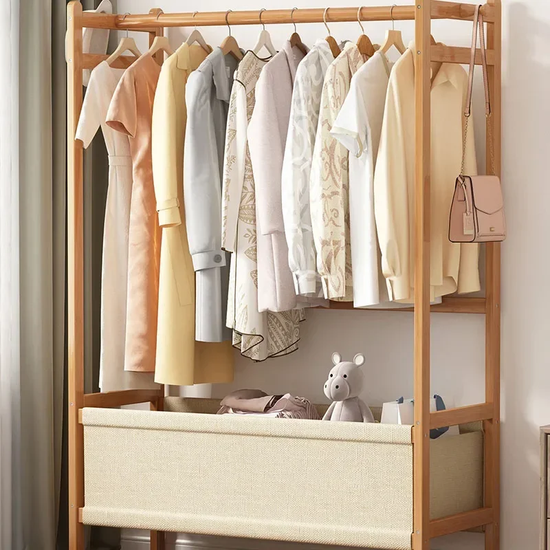 Portant Vêtement en Bambou – Organisateur de Placard pour Chambre et Salon avec 6 Crochets