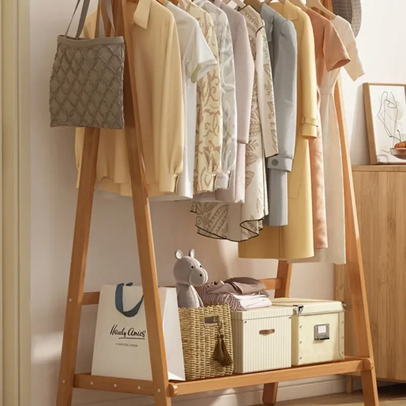 Portant Vêtement en Bambou – Organisateur de Placard pour Chambre et Salon avec 6 Crochets