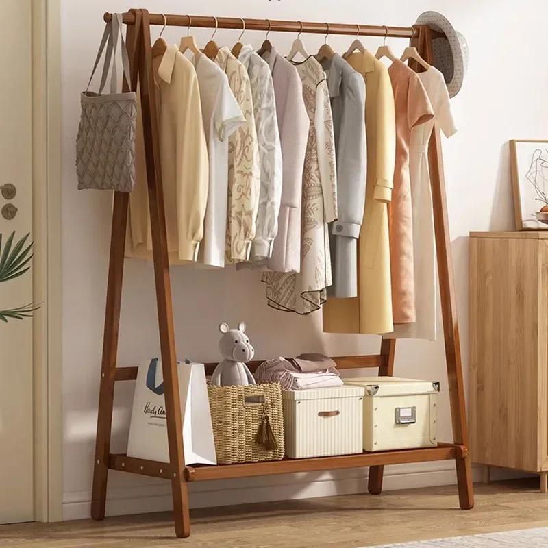 Portant Vêtement en Bambou – Organisateur de Placard pour Chambre et Salon avec 6 Crochets