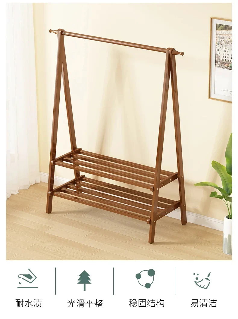 Portant Vêtement en Bambou – Organisateur de Placard pour Chambre et Salon avec 6 Crochets