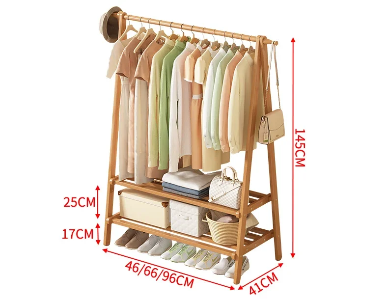 Portant Vêtement en Bambou – Organisateur de Placard pour Chambre et Salon avec 6 Crochets