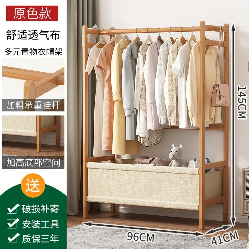 Portant Vêtement en Bambou – Organisateur de Placard pour Chambre et Salon avec 6 Crochets