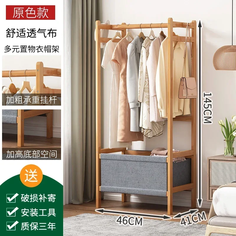 Portant Vêtement en Bambou – Organisateur de Placard pour Chambre et Salon avec 6 Crochets