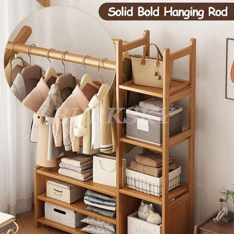 Portant à Vêtements Mobile avec Étagère et Penderie Murale – Cloakroom Multifonction