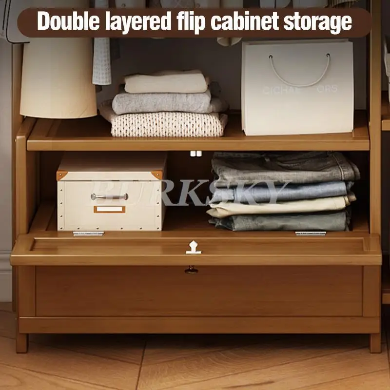 Portant à Vêtements Mobile avec Étagère et Penderie Murale – Cloakroom Multifonction