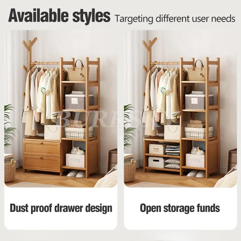 Portant à Vêtements Mobile avec Étagère et Penderie Murale – Cloakroom Multifonction