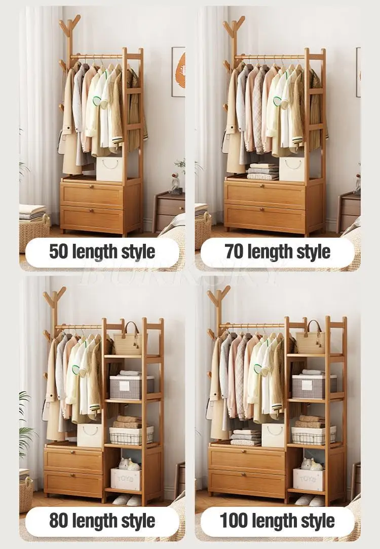 Portant à Vêtements Mobile avec Étagère et Penderie Murale – Cloakroom Multifonction