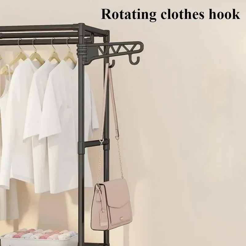 Portant à Vêtements Double Rangée avec Étagères – Grande Capacité pour Vêtements et Chaussures